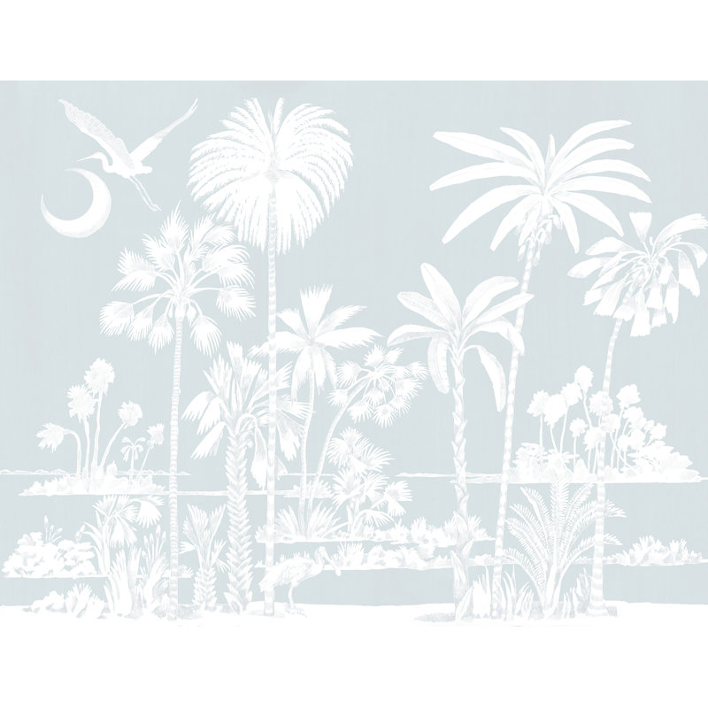 Murale Charleston Marsh Breeze par Megan Molten, Bleu, Papier