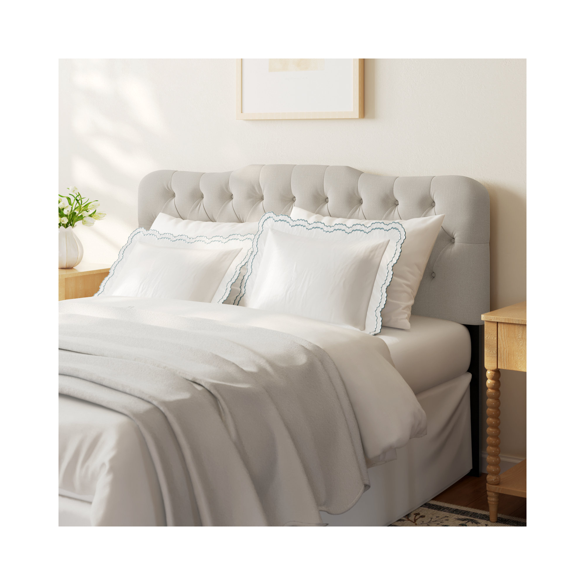 Rodan Upholstered Headboard, Classic Talc Linen, King