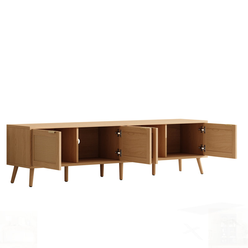 Meuble télé moderne avec portes en rotin