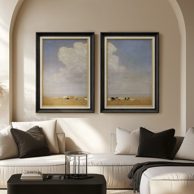 Set of 2 Premium Framed Art Vintage Abstract Artworks on Premium Canvas with 26"x36" Frame