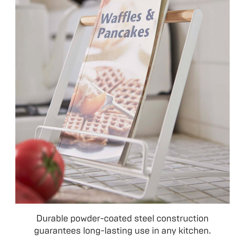 White Steel and Wood Cookbook and Tablet Stand