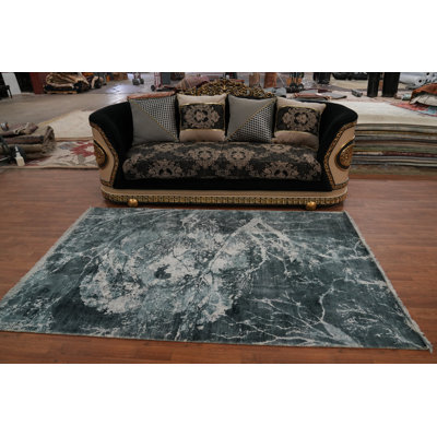 Tapis moderne fait à la main à motif abstrait 5 x 8