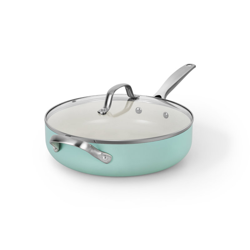 Sauteuse en céramique antiadhésive avec couvercle, 4 pintes, allant au four et au lave-vaisselle, Vert