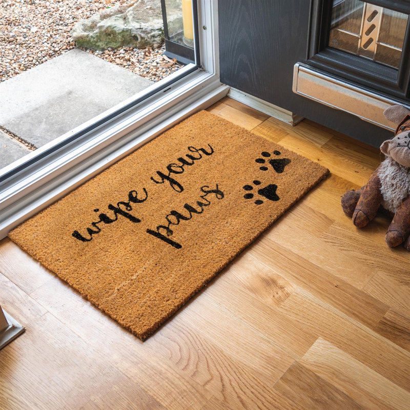 Nicola Spring - Coir Door Mat - Paws, 40cm W x 60cm L, 1