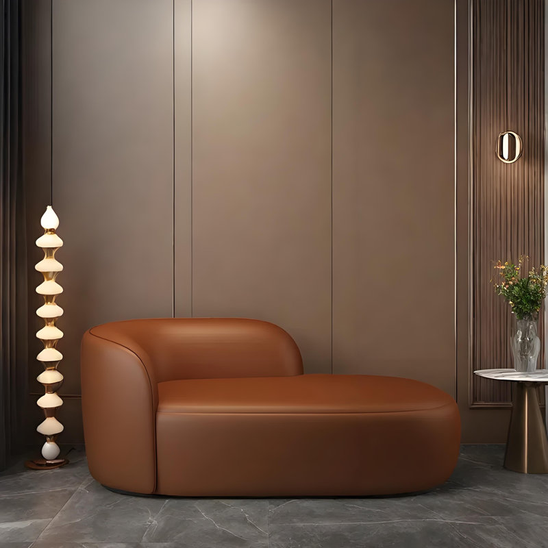 Élégant canapé incurvé confortable et confortable, Orange clair, Orienté à gauche (vu de face)