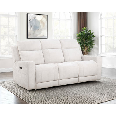 Cloutier Chenille Upholstered Power Reclining Sofa Ivory