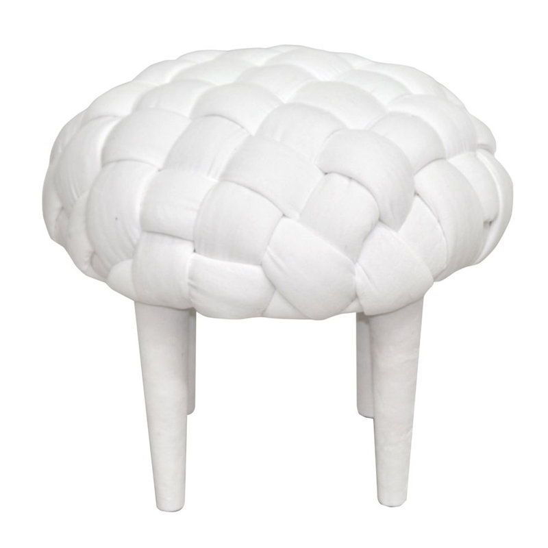 Solid + Manufactured Wood Accent Stool, White