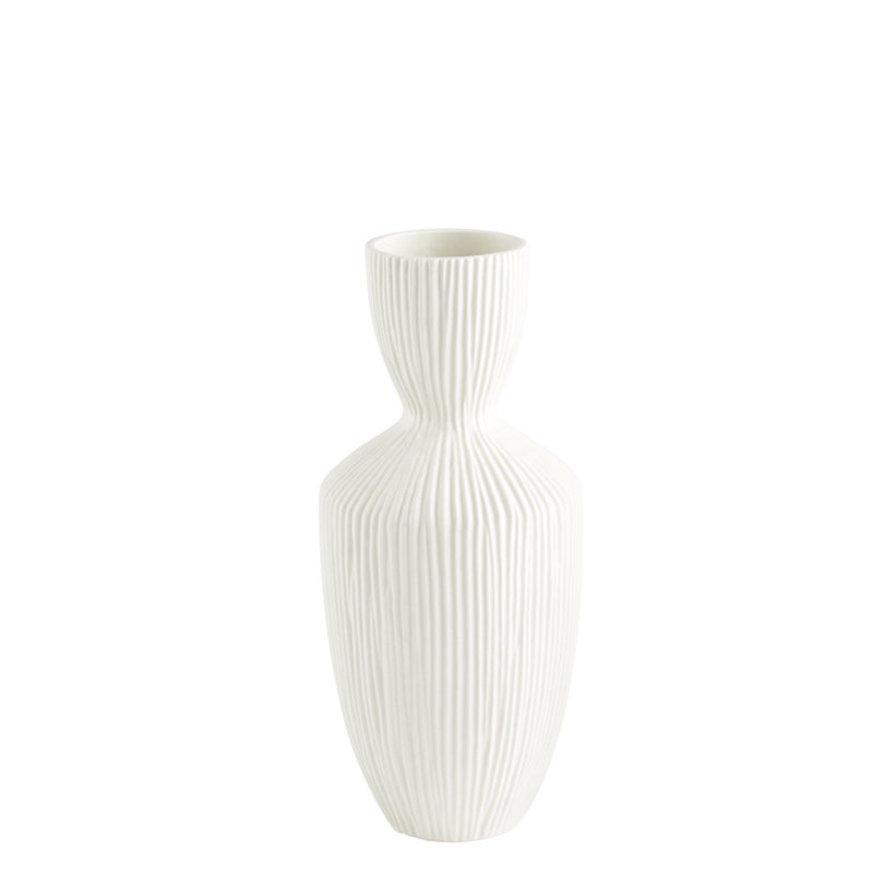 Bravo Handmade Ceramic / Porcelain Table Vase, 14.25" H x 6" W x 6" D