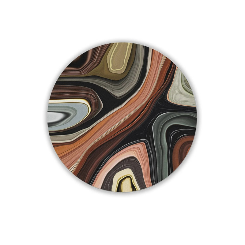 Abstract Pattern Personal Natural Color Woven Base Round Rug, Round 4'