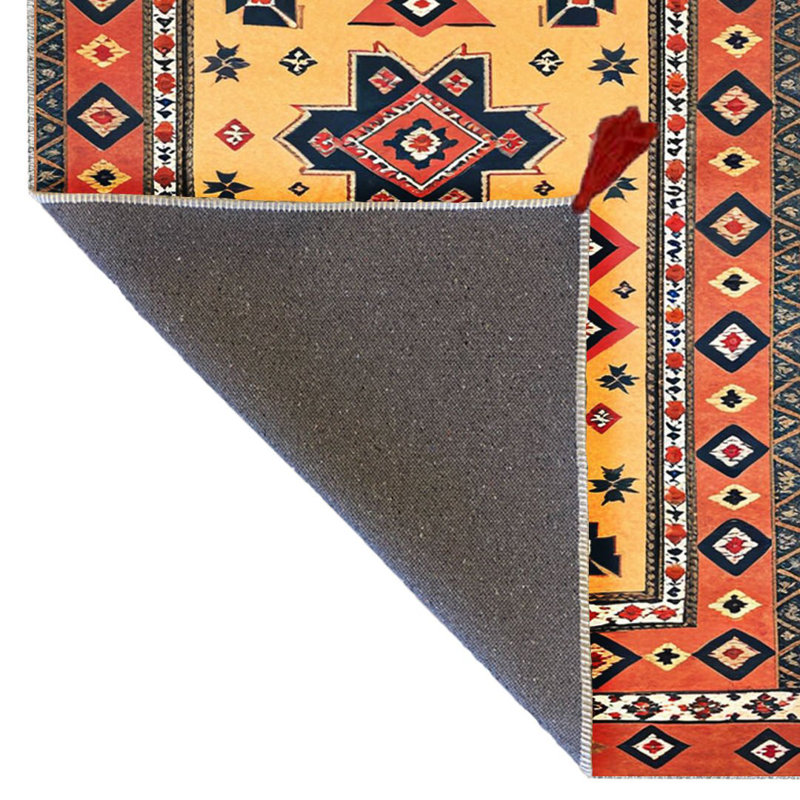 Tokyo Collection Beige Brick-Toned Traditional Motif Patterned Woven Base Vintage Decorative Rug