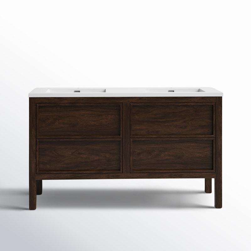 Gonzalo 55'' Double Bathroom Vanity with Acrylic Top, Dark Walnut