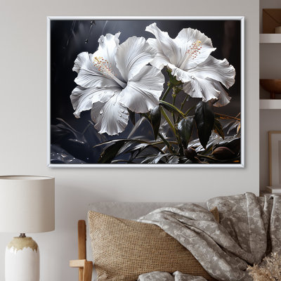 " Hibiscus Flowers Illuminated By Moonlig "