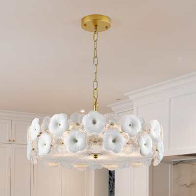 Modern Flower Glass Gold Chandelier