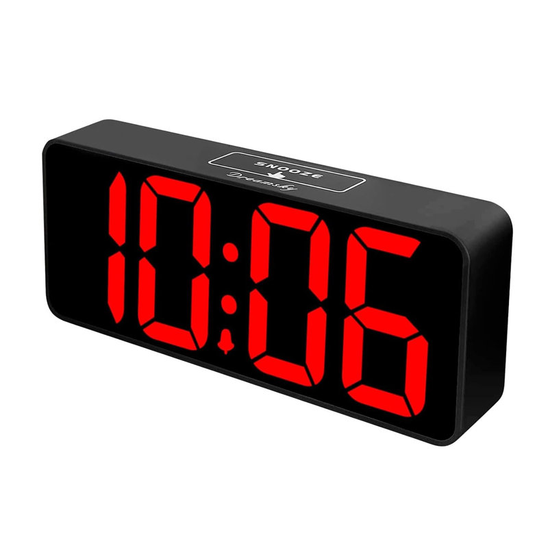 Digital Electric Alarm Tabletop Clock, Black/Red