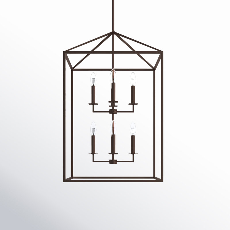 Ellis 8 - Light Dimmable Lantern Square / Rectangle Chandelier, No, 30.75" H x 19" W x 19" D, Bronze