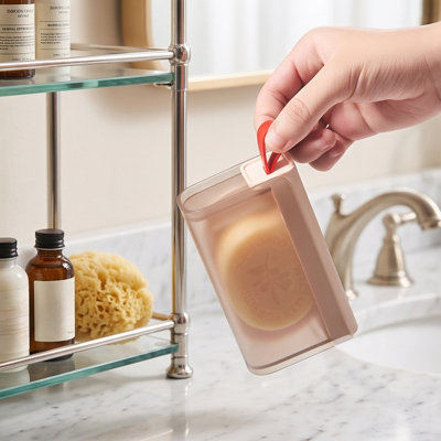 Boîte à savon portable de voyage avec anneau de suspension, récipient à savon étanche, porte-savon creux pour le camping et les voyages d'affaires.