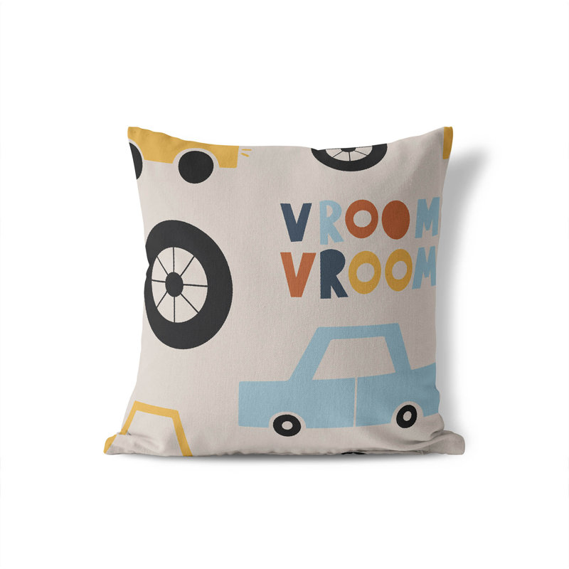 Coussin Vroom, H 16 po x l 16 po, Taupe / or / orange