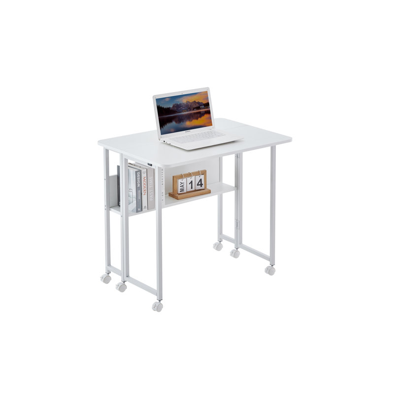 Folding Desk Small Foldable Desk for Small Space, 31.5 Inches Writing Computer Desk in Study, Home Office Foldable Office Desk for Bedroom 80*58,white