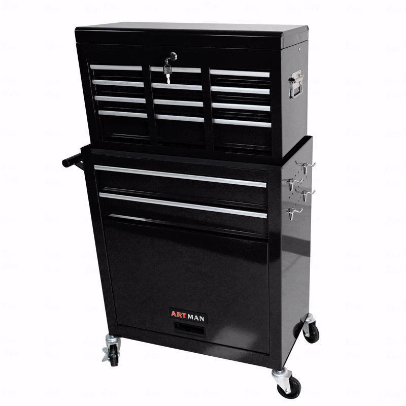 Armoire à outils grande capacité avec roulettes et tiroirs, armoire de rangement pour outils à 8 tiroirs (catégorie d'armoire à outils), roulant