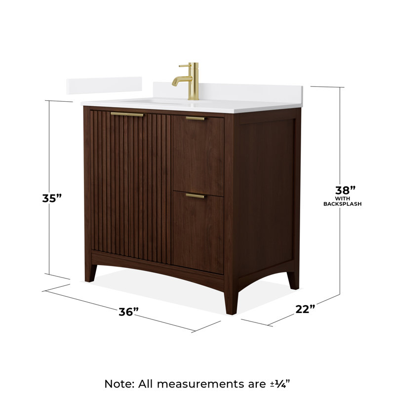 Palmilla 36" Freestanding Single Bathroom Vanity with Cultured Marble Top, Brushed Nickel, Beige, White Cultured Marble