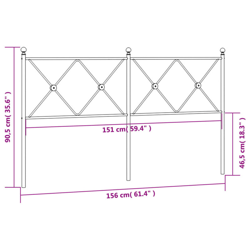 Anzor Metal Headboard, King - 150 x 200 cm, White