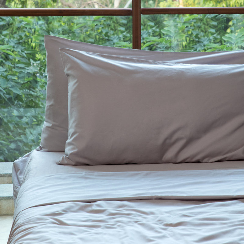 Ensemble de draps en percale 100% coton 300 fils Percale, Ensemble de draps pour grand lit + un drap-housse , Gris clair