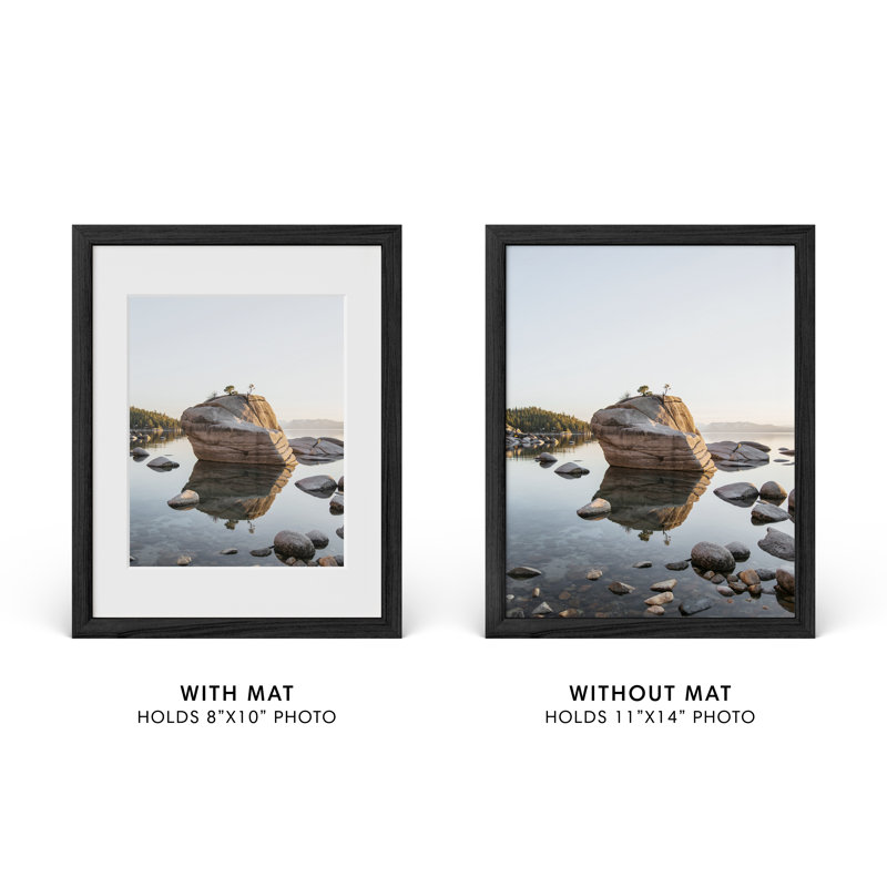 Cadre photo en bois massif avec verre, Noir, L 11 po x H 14 po
