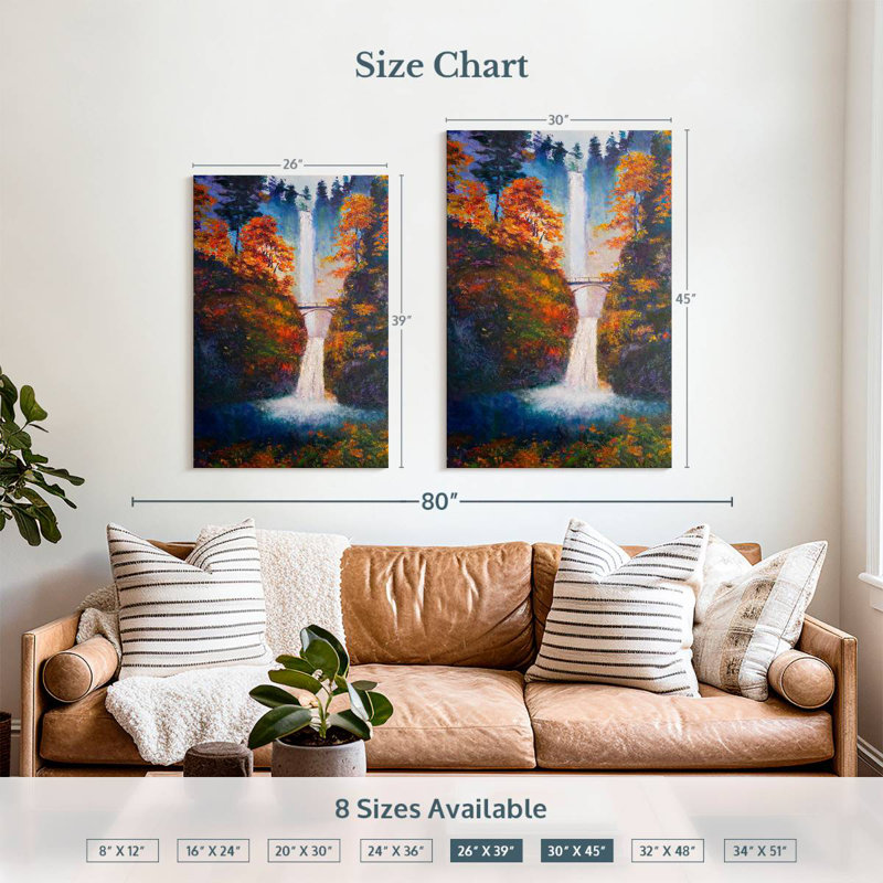 Alvord Multnomah Falls, 39" H x 26" W