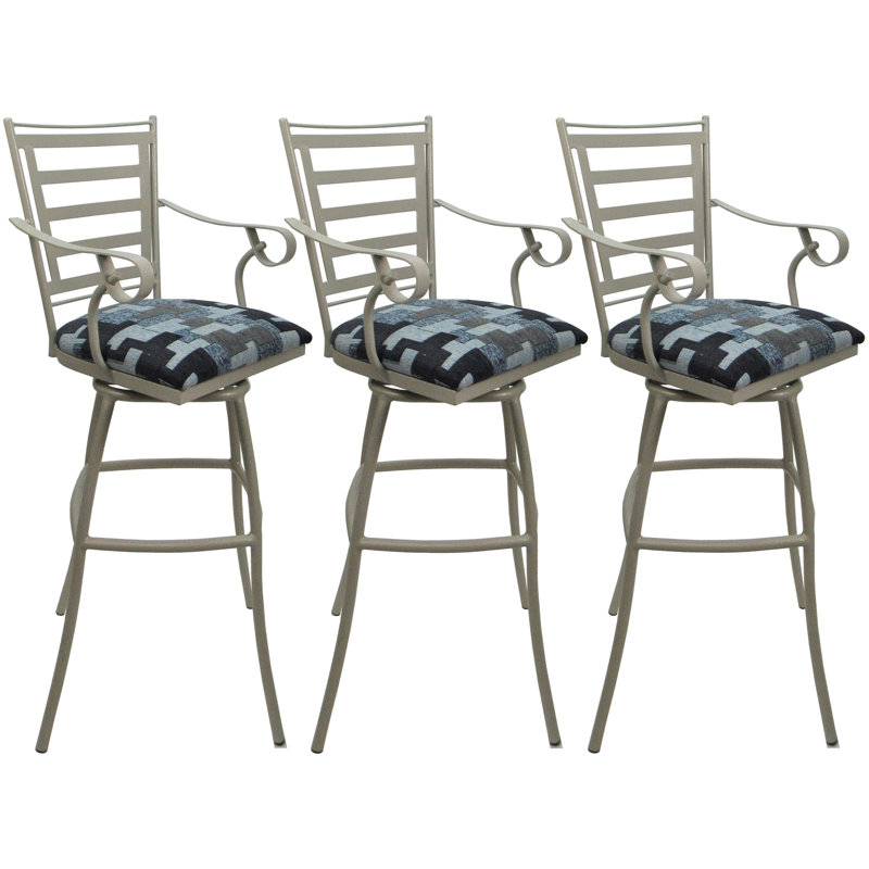 Ensemble de 3 tabourets de bar d'extérieur d'intérieur avec siège de 30 po, Beige, Marine