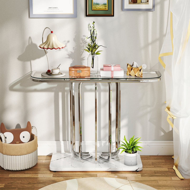 43.3cm Glass Top Console Table