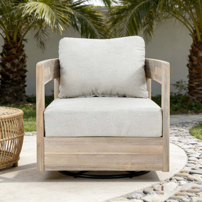 Fauteuil club d'extérieur pivotant en bois