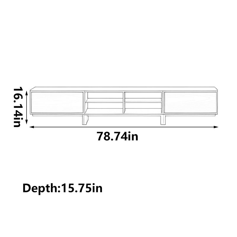 Modern simple hand sanding TV cabinet, 78.74"