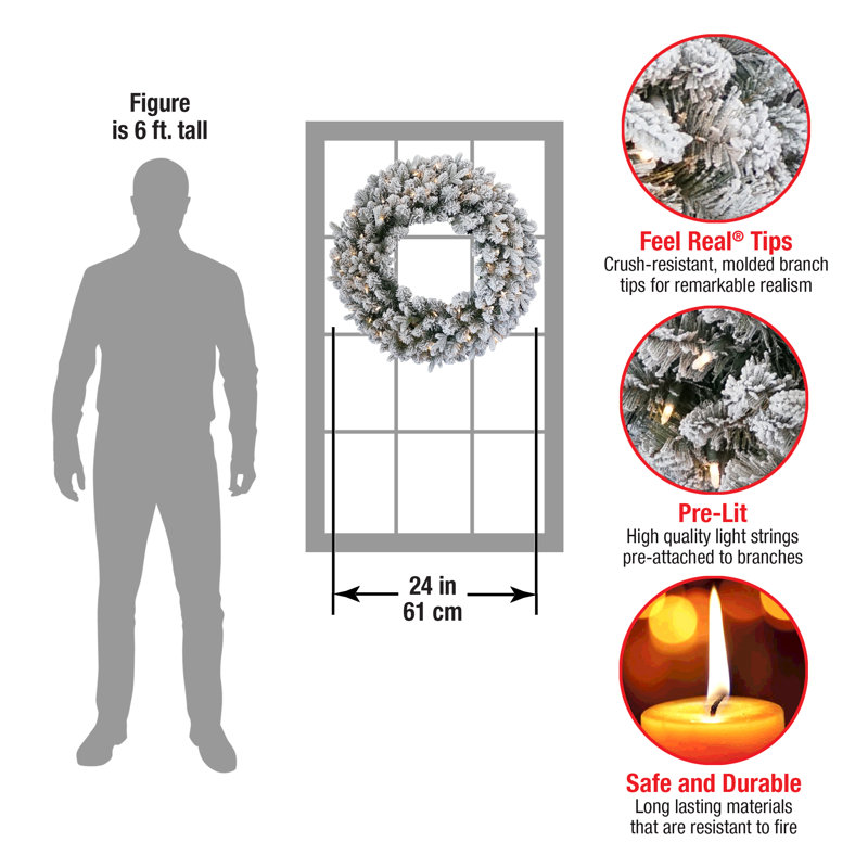 The Holiday Aisle® 24in. Iceland Fir Wreath with Battery Operated LED Lights