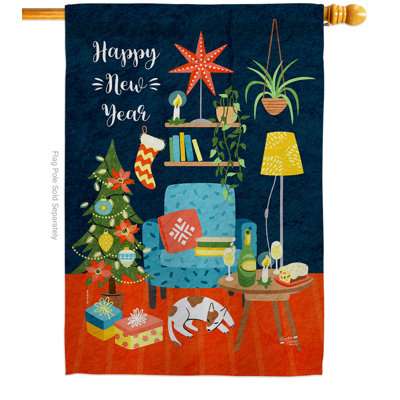 Double Sided 40'' H x 28'' W Polyester New Year's House Flag