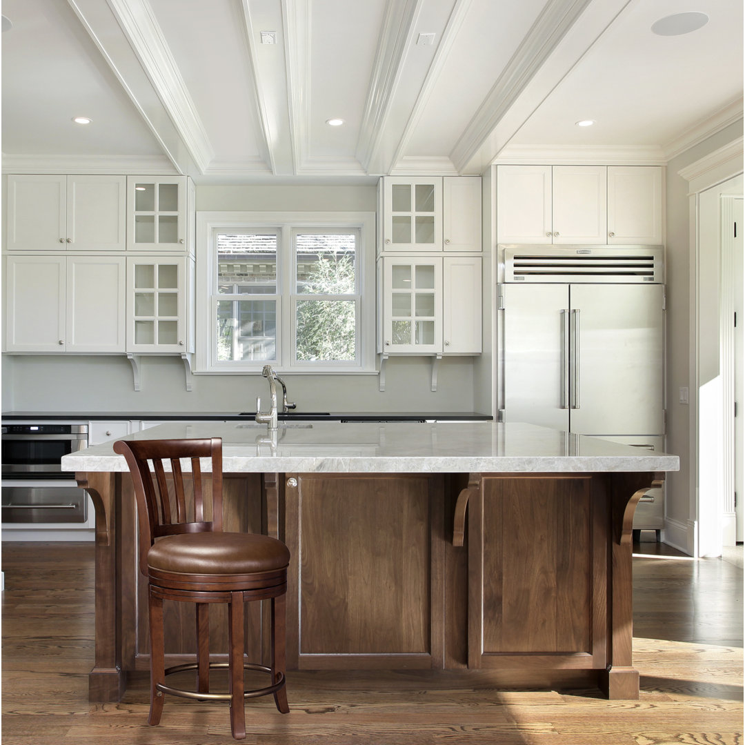 Ithaca Pub Chair with Swivel Seat and Hampton Cherry Finish Canora Grey Seat