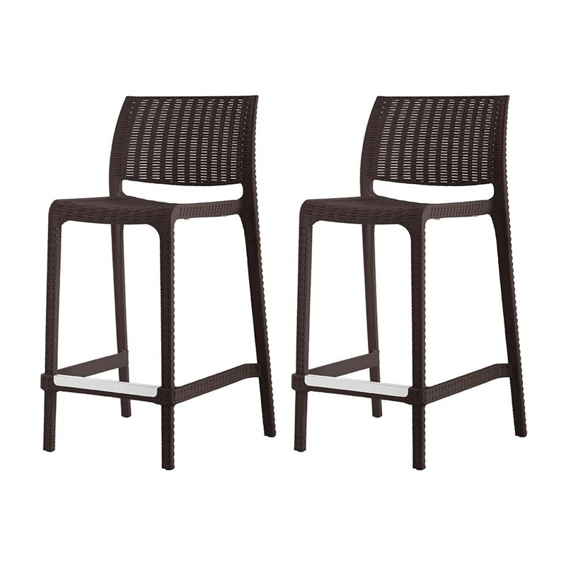 Nenko 25.6"H Resin Low Back Counter Stool, Brown