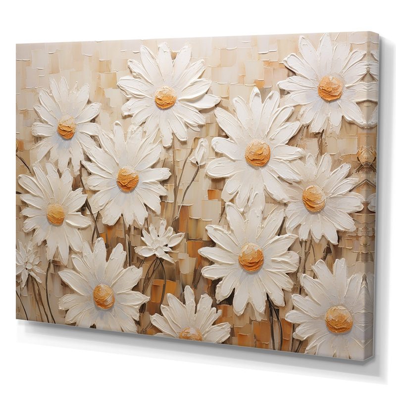 Champ de marguerites blanches élégantes V, Toile tendue, L 32 po x H 16 po x P 1 po