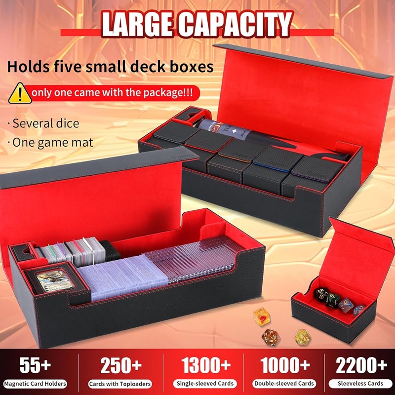 Trading Card Storage Box, 2200+ MTG Deck Box Magnetic Cl...