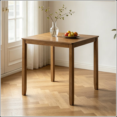 Compact Wooden Dining Square Table, for Small Spaces, 4 Person Counter Height with Oak Finish