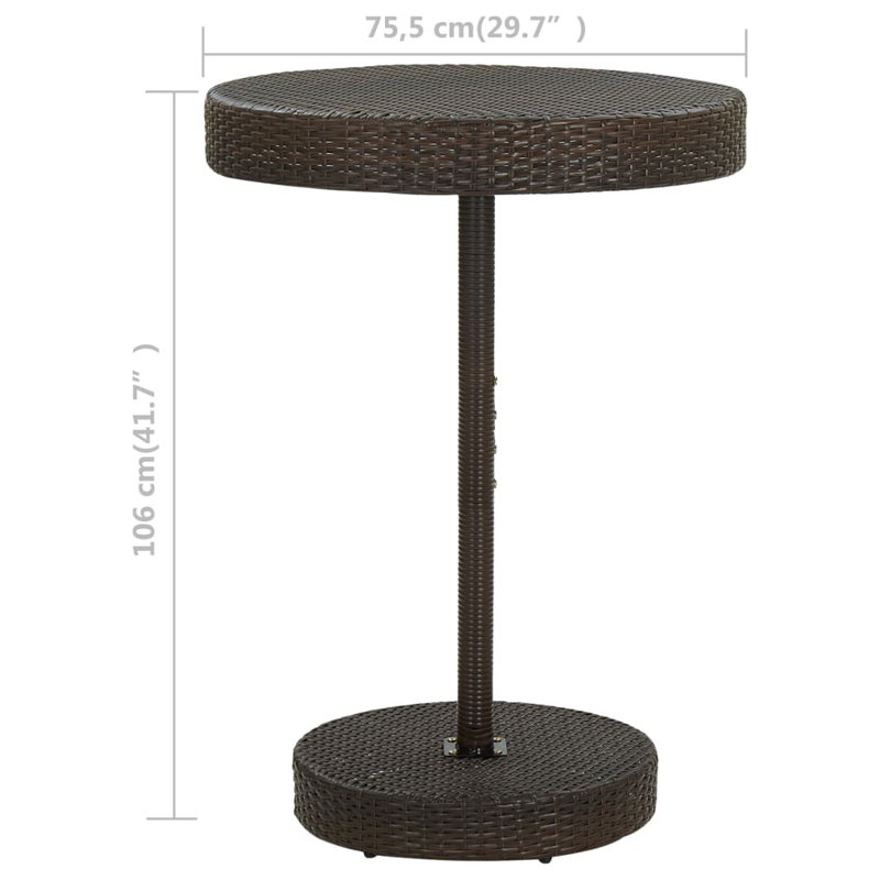 Adhurim Round Steel Outdoor Bar Table, 106cm H x 75.5cm W x 75.5cm D, Brown