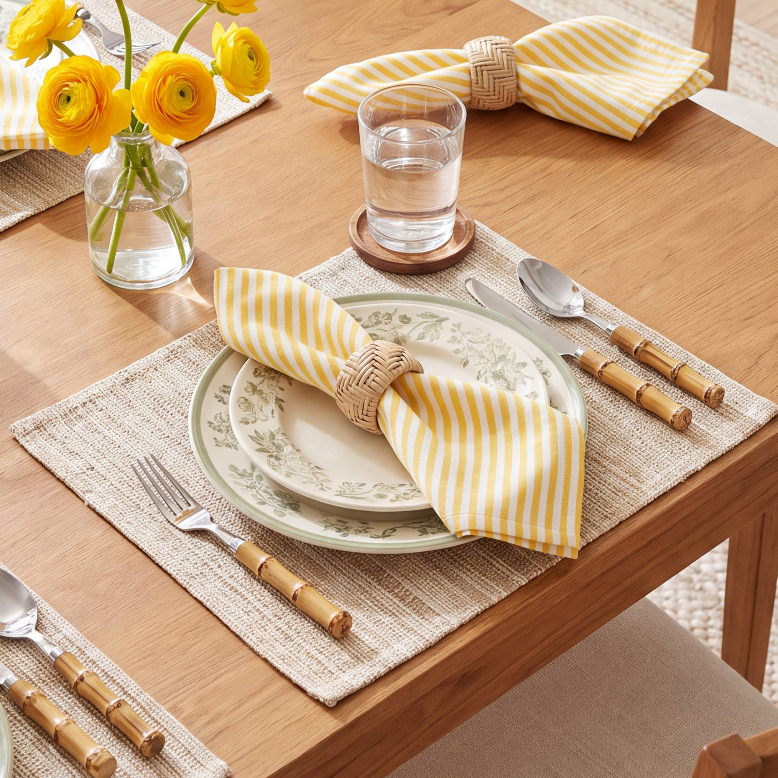 Over and Back Woven Wicker Napkin Rings