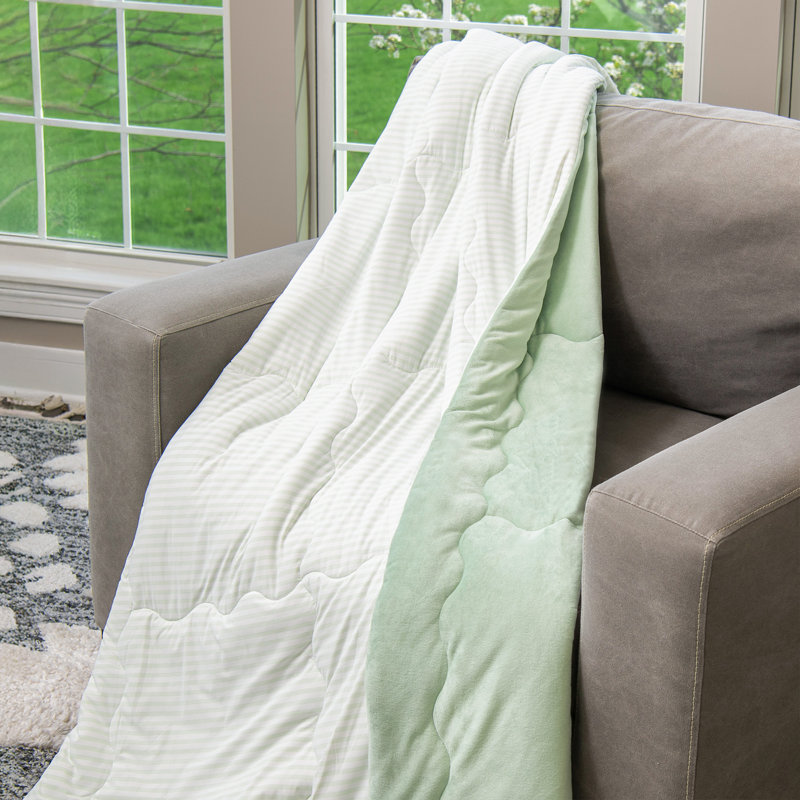 Jeté rafraîchissant HGTV Quietude Stripe 50 x 70 pouces, L 70 po x l 50 po, Vert