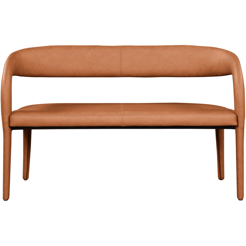 Banc en similicuir Sylvester Aurich, Cuir cognac végétalien
