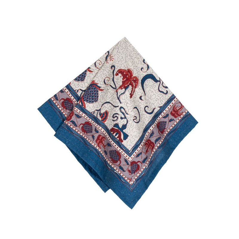 Fleurs Des Indes Square Napkins, Blue/Red