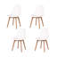 Ensemble de quatre chaises d'appoint en plastique robustes blanches et naturelles-757901394-757901405