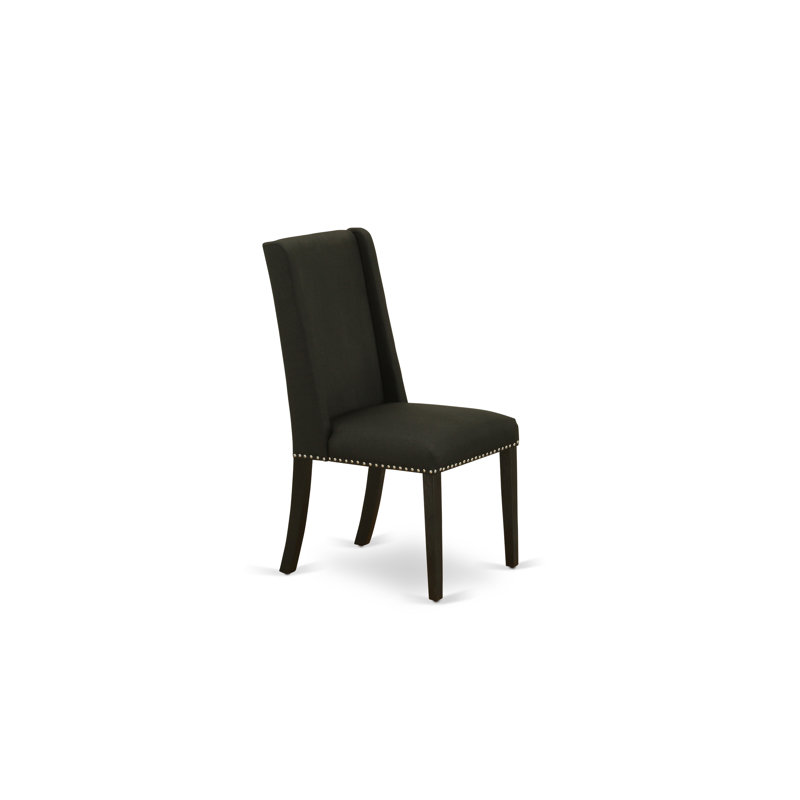 7 Piece Modern Dining Table Set Consist of a Rectangle Wooden Table with X-Legs and 6 Black Linen Fabric Parson Dining Chairs, 40x72 Inch, Multi-Color