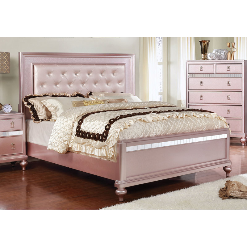 Annistyn Vegan Leather Standard Bed, Rose Gold, Queen