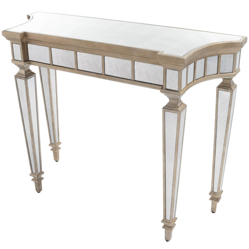 Fanning 40'' Glass Top Console Table, White