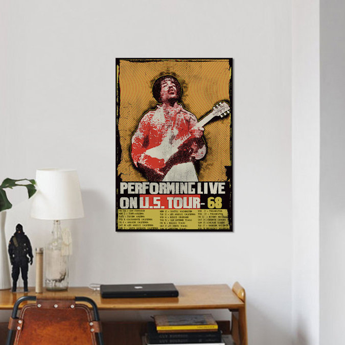 «Jimi Hendrix», U.S., H 18 po x l 12 po x P 1,5 po, Toile tendue, Pas de tapis