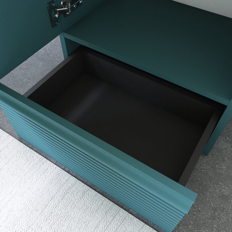 20 po Meuble-lavabo rayé sur pied avec lavabo intégré, Aquamarine